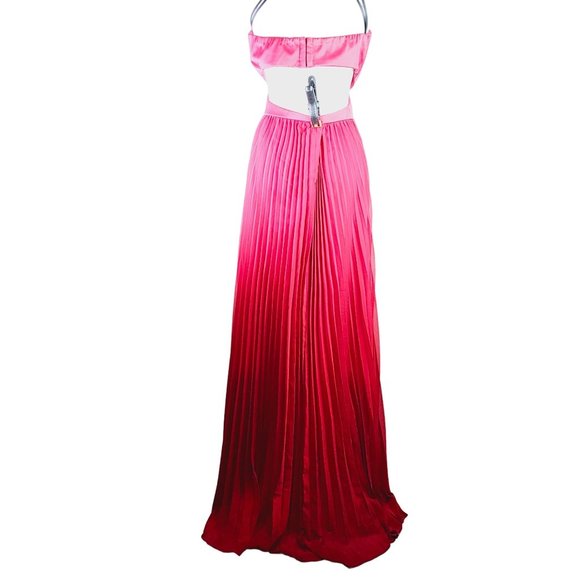 Lulu's Moment in Time Red Strapless Sweetheart Neck Accordion Maxi Dress Sz L - Picture 7 of 11